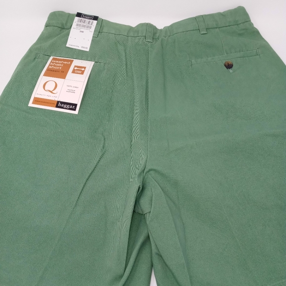 Haggar Pleated, Green Washed Khaki Shorts - Picture 3 of 3